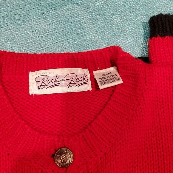 Vintage Scotties in Sweaters with Chains Argygle Button Up Cardigan Sweater Sz M - Picture 5 of 5